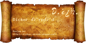 Dicker Árpád névjegykártya